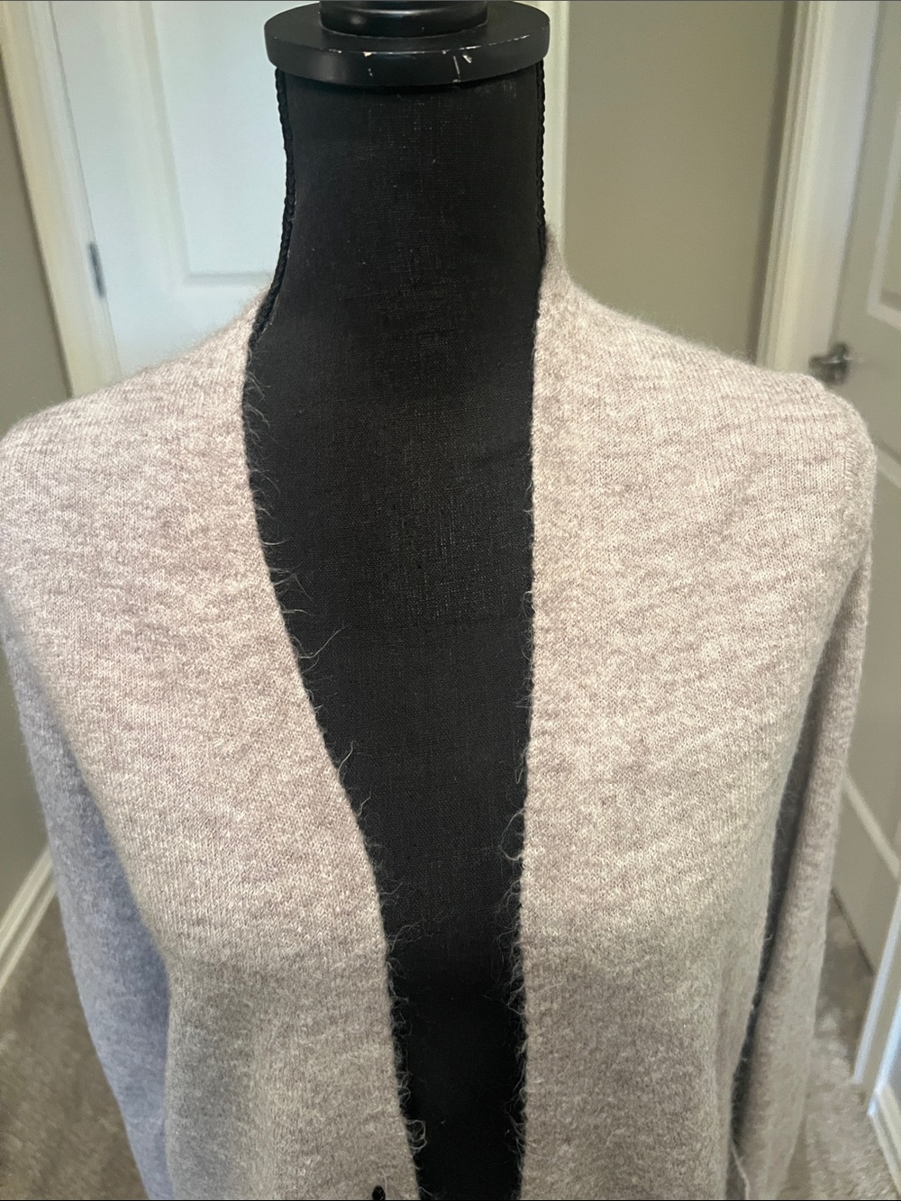 Old Navy Heather Light Gray Button-Front Knit Cardigan - Picture 3 of 9